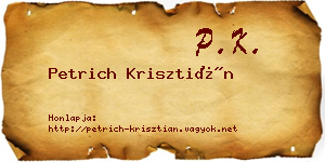 Petrich Krisztián névjegykártya
